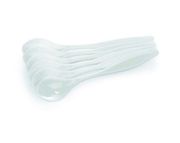 Eierlöffel, Polystyrol Kunsstoff, weiß, Set 6 Stück