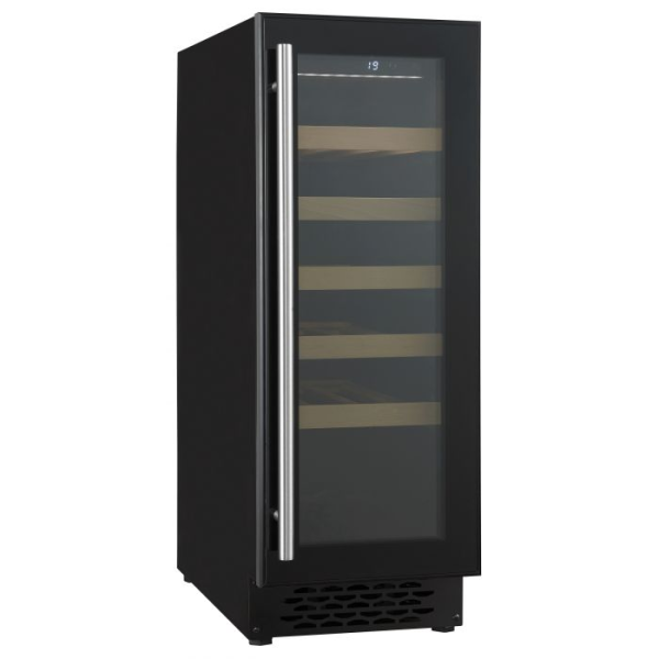 Weinkühlschrank, 50 Liter, +5 bis +20 °C, 1 Zone, 1 Glastür, Umluftkühlung, schwarz