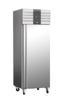 Gewerbe-Tiefkühlschrank, 600 Liter, -10 bis -20 °C, Edelstahl, abschließbar, rollbar, statische Kühl Gewerbe-Tiefkühlschrank, 600 Liter, -10 bis -20 °C, Edelstahl, abschließbar, rollbar, statische Kühl