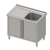 Spülschrank, mit Aufkantung, mit Flügeltüren, 1 Becken, inkl. Überlaufrohr Spülschrank, mit Aufkantung, mit Flügeltüren, 1 Becken, inkl. Überlaufrohr