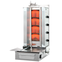 Gyros- / Dönergrill auf weißem Hintergrund. Das Gerät ist von vorne in eingeschaltetem Zustand zu sehen. Gyros- / Dönergrill auf weißem Hintergrund. Das Gerät ist von vorne in eingeschaltetem Zustand zu sehen.