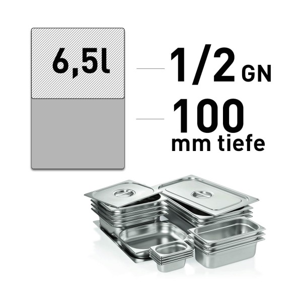 GN-Behälter - Edelstahl - GN 1/2 - 100 mm